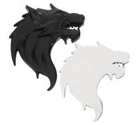 Wolf Head Metal Car Stickers 2pcs Black Emblem Decor