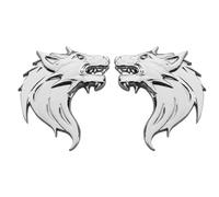 Wolf Head Metal Sticker Car Decoration Wolf Auto Decoration Stickers 3D Wolf Emblem Badge Sticker Reflective Motorcycle Decoration (Silver)