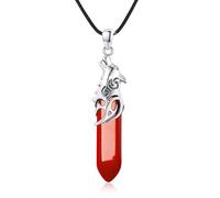 Wolf Head Necklace for Men 925 Sterling Silver Wolf Pendant Crystal Column Necklace Viking Amulet Jewellery Valentine's Day Gift for Men and Women (Red Crystal)