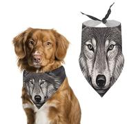 Wolf Head Pattern Dog Bandanas for Feeding Grooming, Triangle Pet Bibs for Cats & Dogs Washable Fashion Pets Scarf for Party Travel 27.6 X 11.8 Inch