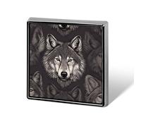 Wolf Head Pattern Lapel Pin, Metal Square Lapel Pins, Fashion Badge for Shirts, Jackets, Hats