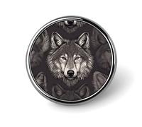 Wolf Head Pattern Round Lapel Pins for Men Women Metal Button Pin Fashion Personalized Brooch Pins for Men Suits Cute Brooch Badge for Backpack Clothing Hat Bag Decoration