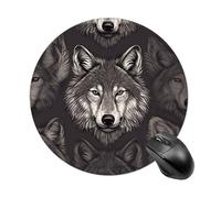 Wolf Head Pattern Round Mouse Pad 7.8 Inch, Portable Gaming Mouse Mat with Non-Slip Rubber Base & Smooth Surface, Waterproof Mousepad for PC, Laptop, Computer, Office, Home