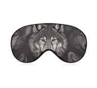 Wolf Head Pattern Sleep Mask for Women Men, Soft Eye Mask with Adjustable Strap for Sleeping, Light Blocking Travel Blindfold for Nap Comfortable Eye Cover for Home Office