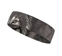 Wolf Head Pattern Sports Sweatband 15" Polyester Hairband Absorbent Quick-Dry Headband for Running, Yoga