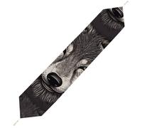 Wolf Head Pattern Table Runner for Dining Table, Short Plush Runners Washable & Durable Tablerunner Modern Home Decor for Wedding, Kitchen, Holiday 229*33cm
