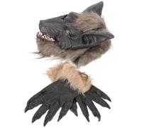 Wolf Head Shape Mask with Wolf Paw Gloves Latex for Men Halloween Season | Scary Cosplay Prop Set, Latex, Easy to Carry, Adult Werewolf Costume Look