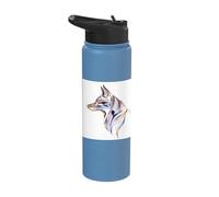 Wolf Head Silhouette Abstract Lineart Canine Stainless Steel Insulated Water Bottle