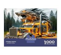 Wolf Head Truck 1000 Piece Premium Jigsaw Puzzle Wild Truck Power Jigsaw Puzzle Set Sturdy Cardboard Couple Partners Ultra Difficult Christmas 70x50cm/1000pcs