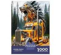 Wolf Head Truck 1000pc Jigsaw Puzzle Bundle Wild Truck Power Puzzle for Adults Extra-Thick Cardboard Stress Relief Travel Adults Kids Age 12 Years Up Brain Training 38x26cm/1000pcs