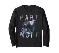 Wolf Head Urban Aesthetic Design Howling City Night Skyline Long Sleeve T-Shirt