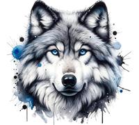 Wolf Head Vinyl Sticker Decal, Covers Marks, Weatherproof & Multipurpose: Car, Wall, Glass, Window, Plastic, Toilet, Shower, Bath and More, 30cm Tall Arctic Animal Graphic (Wolf Head, 300mm)