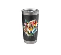 Wolf Head Watercolor Stainless Steel Insulated Tumbler