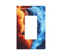 Wolf Head White and Blue Fire Fantasy Light Switch Wall Plate Faceplate Cover Single Rocker 1 Gang Decorator Outlet Receptacle Covers for Home Kitchen Room Bathroom Decor