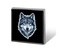 Wolf Head with Blue Eyes Square Brooch Metal Pin Badges Classic Lapel Pins Jewellery Unisex