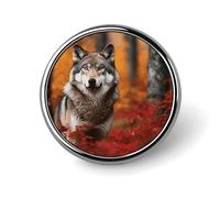 Wolf Hedgehog Lapel Pin Round Brooch for Men & Women Alloy Suit Accessories, 1" Lightweight Tie Pin