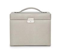 Wolf Heritage Large Jewelry Box, Faux Leather, Pewter Saffiano