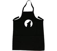 Wolf Howl Black Apron (White Print)