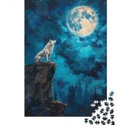 Wolf Howl in Moon Night_2 1000 Pieces Puzzle, Wolf Themed Theme, Relaxing Jigsaw Puzzle for Adults, 70x50cm/1000pcs
