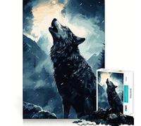 Wolf Howling Adults 1000 Piece Jigsaw Puzzle Recall Fun Play Premium Laser Cut Quality Quiet Time Mind Exercise at Home (50x75cm)