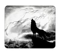 Wolf Howling Animal Silhouette On A Cliff Under Full Moon Mysterious Dramatic Sky, Mouse Pad Portable Mousepad Non-Slip Mouse Pads For Computer Laptop Work 25X30Cm