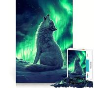 Wolf Howling at Aurora Borealis 1000 Piece Jigsaws for Adults Think Training Play Tight Lock No Loose Pieces Unique Gift for Stress Relief (38x52cm)