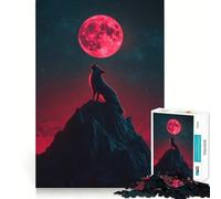 Wolf Howling at Blood Moon Adult Jigsaw1000 Pieces Memory Skill Fun Stable Fit No Shifting Parts Compact Fun for Family Game Time (38x26cm)