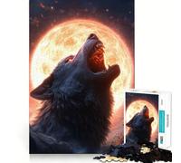 Wolf Howling at Blood Moon Jigsaw for Adults1000 Pieces Mind Boost Game Seamless Fit Precise Pieces Relaxing Indoor Group Activity (50x75cm)