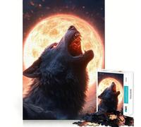 Wolf Howling at Blood Moon Jigsaw Puzzle 1000 Piece Focus Boost Fun Advanced Laser Cutting Tech Travel-friendly Brain Game Gift (38x26cm)
