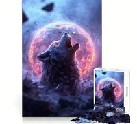 Wolf Howling at Burning Planet 1000 Pieces Jigsaw Puzzles for Teenagers Smart Exercise Leisure Activity Seamless Lock Birthday Gift (38x52cm)