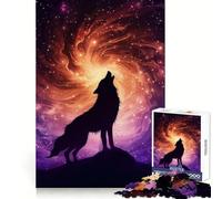 Wolf Howling at Cosmic Vortex Sky for Adults 1000 Piece Puzzle Think Training Serene Escape Defined Edges Creative Gift (38x26cm)