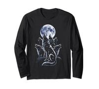 Wolf Howling at Full Moon Galaxy Scene Long Sleeve T-Shirt