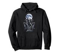 Wolf Howling at Full Moon Galaxy Scene Pullover Hoodie