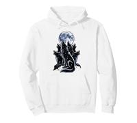 Wolf Howling at Full Moon Galaxy Scene Pullover Hoodie