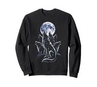 Wolf Howling at Full Moon Galaxy Scene Sweatshirt
