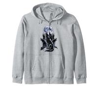 Wolf Howling at Full Moon Galaxy Scene Zip Hoodie