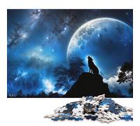 Wolf Howling at Full Moon Puzzles for Adults 500 Pieces Puzzle Jigsaws for Adults Home Decoration Puzzle Toys 500pcs (52x38cm)