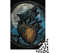 Wolf Howling at Moon Art Jigsaw Puzzles Puzzles for Adults Kids. 1000 Pieces Whimsical Challenge Toy Educational Game Home Decoration for Adults& Kids Age 14 Years Up 52x38cm/1000pcs