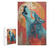 Wolf Howling at Moon Art Print-2 Challenging Puzzle for Adults, 1000 PCS - Housewarming Gift - for Quiet Evenings And Focused Play