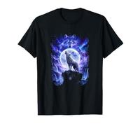 Wolf Howling at Moon, Lightning Wolves Retro 90's 2000's T-Shirt