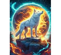 Wolf Howling at Moon on Cliff 1000 Piece Jigsaw Puzzle for Adults Wildlife Plant Lunch Break Activity Quick Escape No Duplicate Pieces for Busy Professionals 1000 PCS