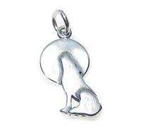 Wolf howling at moon sterling silver charm .925 x 1 Wolves charms