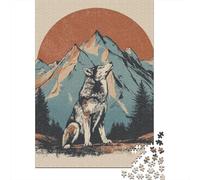 Wolf Howling at Moon T-Shirt Jigsaw Puzzles Puzzle for Adults Kids. 1000 Piece Great Gifts Challenge Toy Educational Games Home Decoration for Adults& Kids Age 14 Years Up 52x38cm/1000pcs