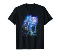 Wolf Howling at Moon, Tropical Wolves Retro 90's 2000's T-Shirt