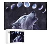 Wolf Howling at Moon Wall Art Puzzle for Adults, 1000 PCS, Illustrated Jigsaw Edition, An Engaging Indoor Activity for Quiet Evenings, at Home
