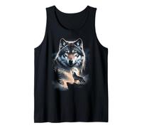 Wolf Howling at Moon Winter Forest Scene Tank Top