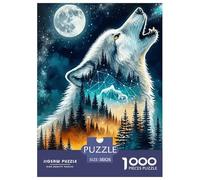 Wolf Howling at Moonlit Night Jigsaw Puzzles Puzzle for Adults Kids. 1000 Pieces Whimsical Challenge Toy Educational Games Home Decoration for Adults& Kids Age 14 Years Up 38x26cm/1000pcs