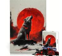 Wolf Howling at Red Moon Adult Jigsaw Puzzle1000 Pieces Analytical Skill Relaxed Leisure Tight Join Winter Gift (50x75cm)
