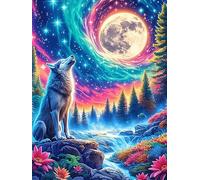 Wolf Howling at The Full Moon 1000 Piece Complete DIY Jigsaw Puzzle Wildlife Pet Collectors Mind Relaxation Educational Decorative Puzzle Gifts for Adults Recycled Cardboard 1000 PCS