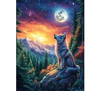 Wolf Howling at The Full Moon 1000 Piece Jigsaw Puzzle for Adults Wildlife Pet Jigsaw Afternoon Tea Companion Brainteaser Perfect Holiday Present Stylish Home Decor 1000 PCS